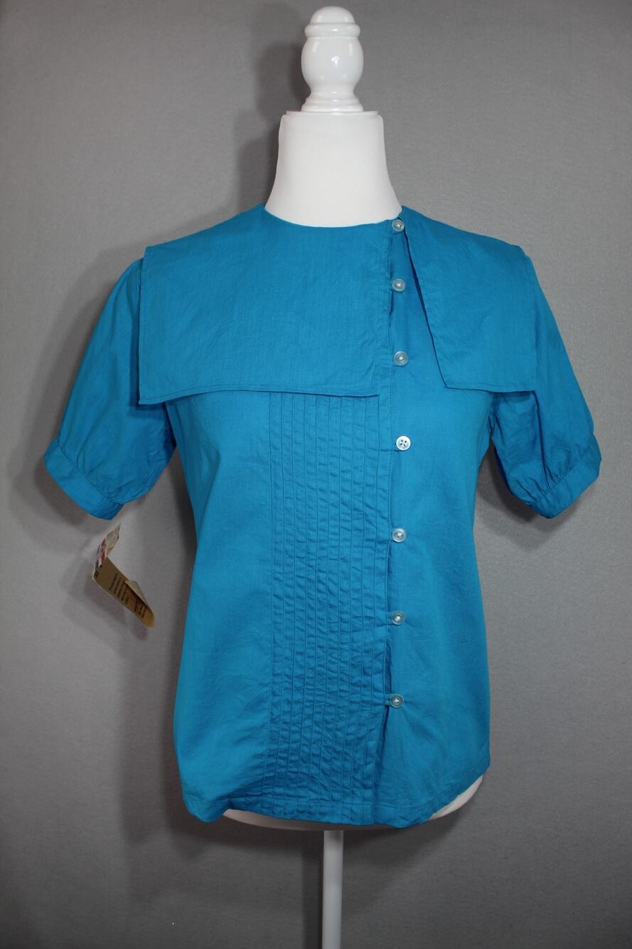 Vintage 20th Century Survival Blue Cotton Shirt Women's Medium Button Up
